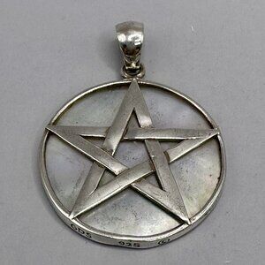 Pentagram Wiccan Pendant Pagan Protection Symbol Sterling Silver Signed GDS MOP